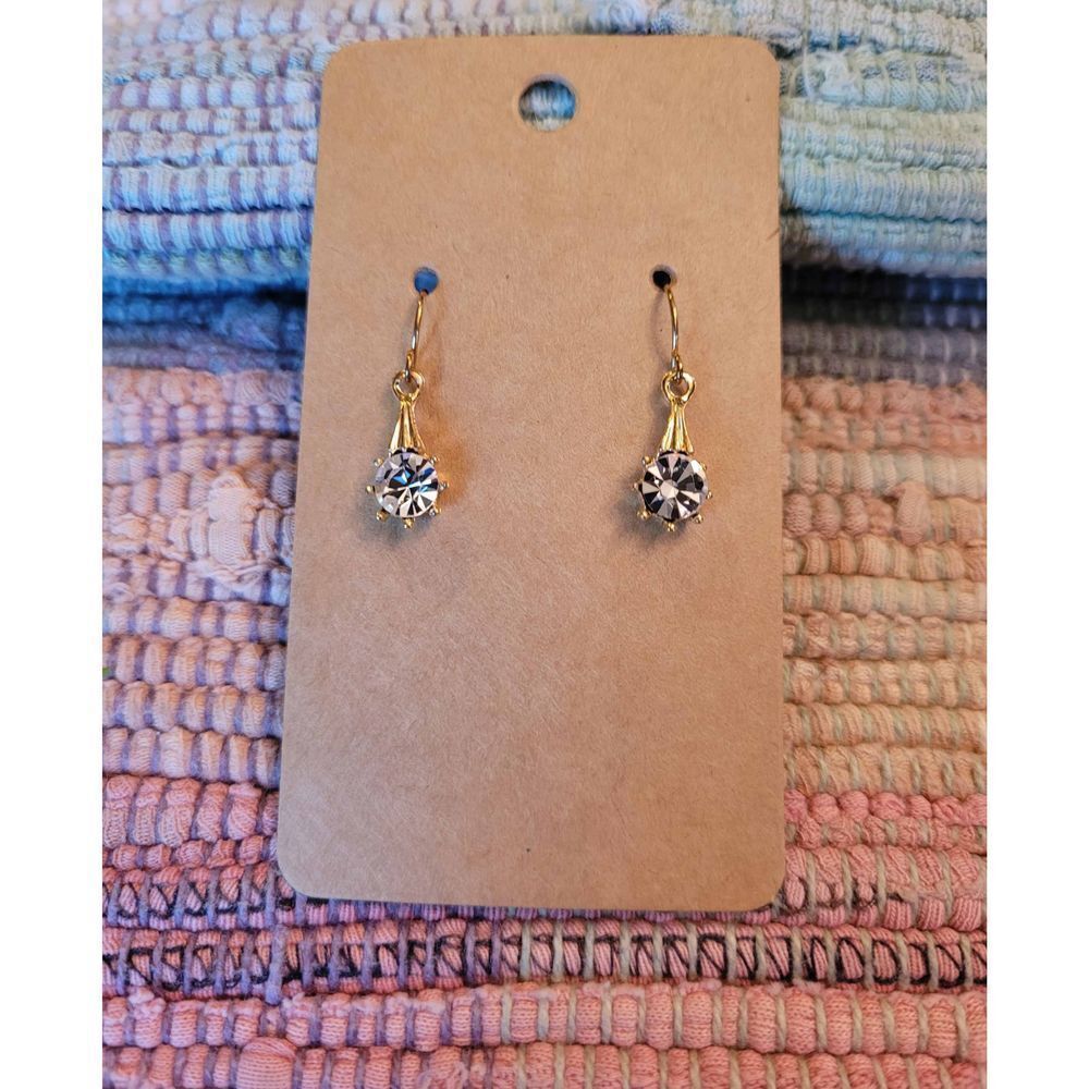(3 For $15)~Joma~Gold Dangling Earrings With Iridescent Australian Crystal- Nwt
